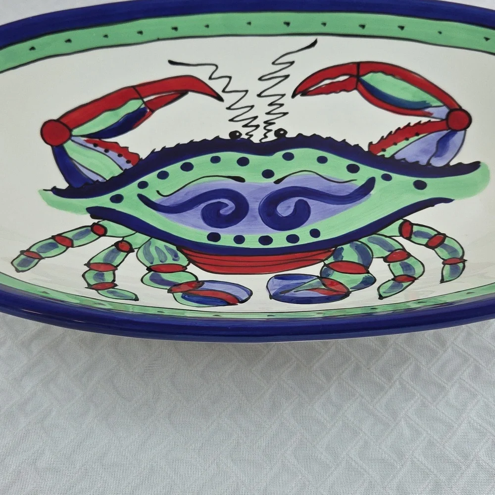 Caffco International DANA WHITTMAN Artist. MULIICOLOR CERAMIC PLATTER. - Picture 2 of 16